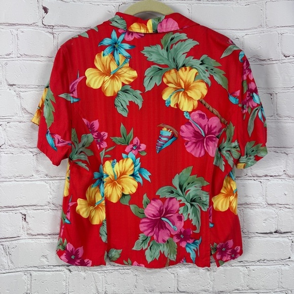 Vintage Caribbean Joe Women’s Hawaiian Shirts L Floral Aloha Tropical Vacation - Picture 5 of 12